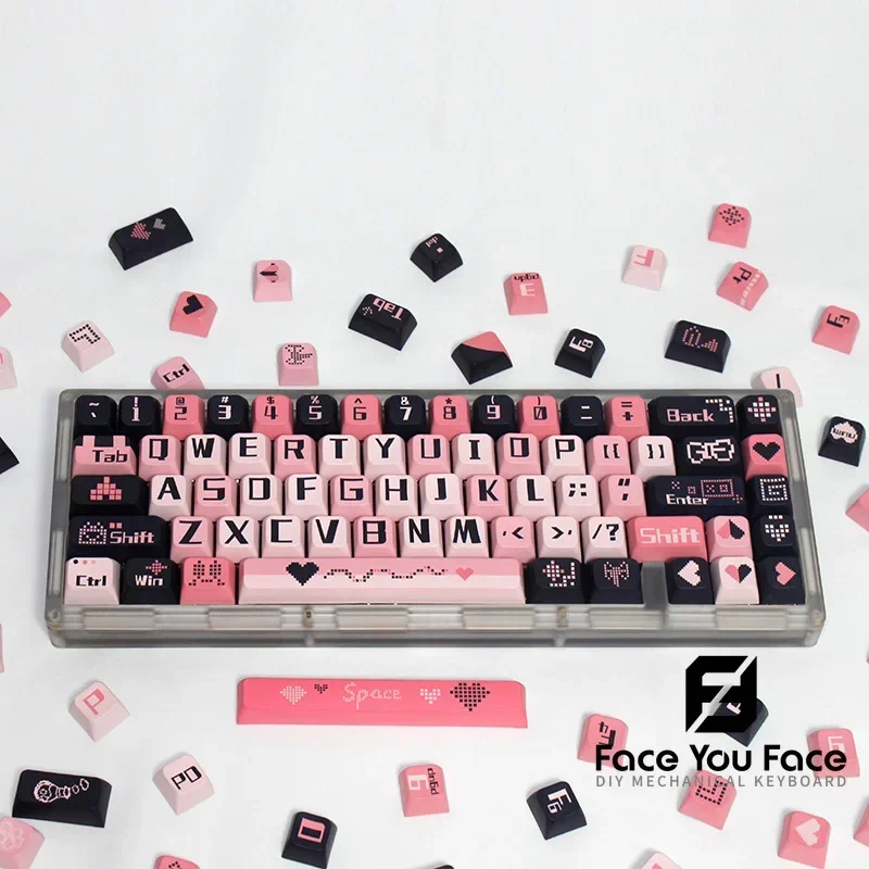 131 Keys Be Passionately in Love PBT XDA Profile Sublimated Personalized Key Caps for Cherry MX Switch Game Mechanical Keyboard