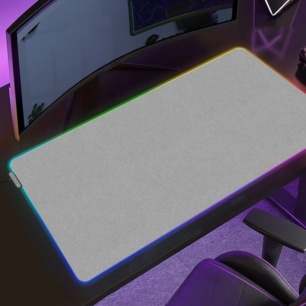 Gray Linen Style Minimalist Mouse Pad Gaming MousePad LED Table Pads Micro USB Backlit Rubber RGB Desk Mats Desktop XXL