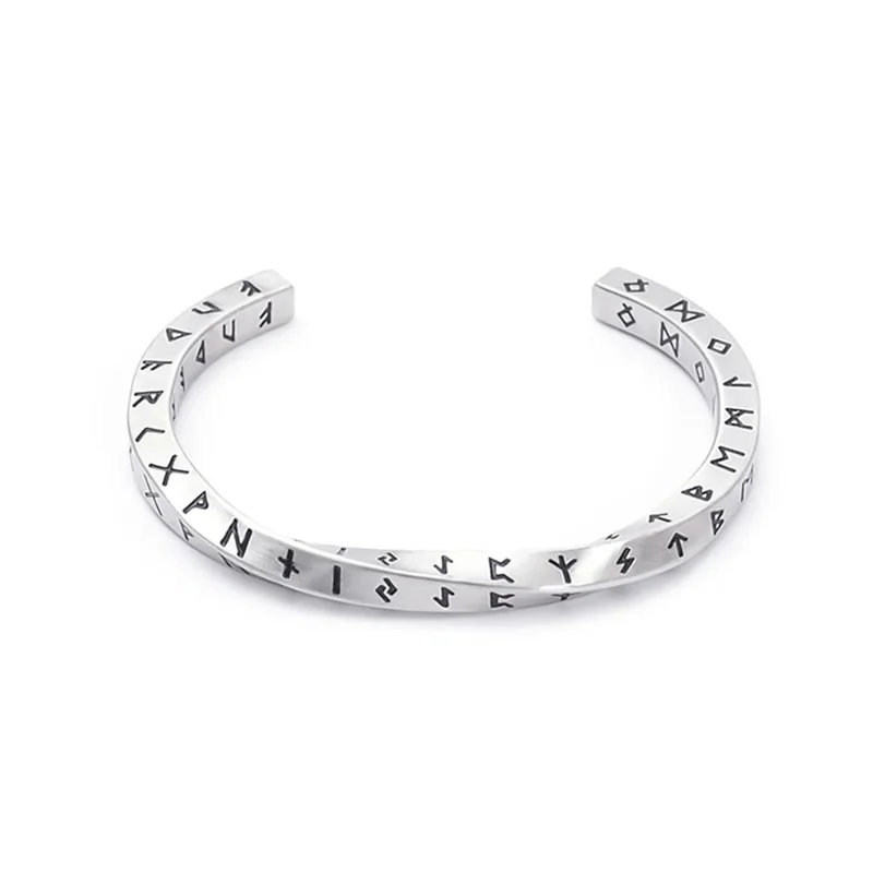 New Vintage 316L Stainless Steel Mobius Bangles For Men Fashion Nordic Vikings Letter Bracelets Party Jewelry Gifts Wholesale