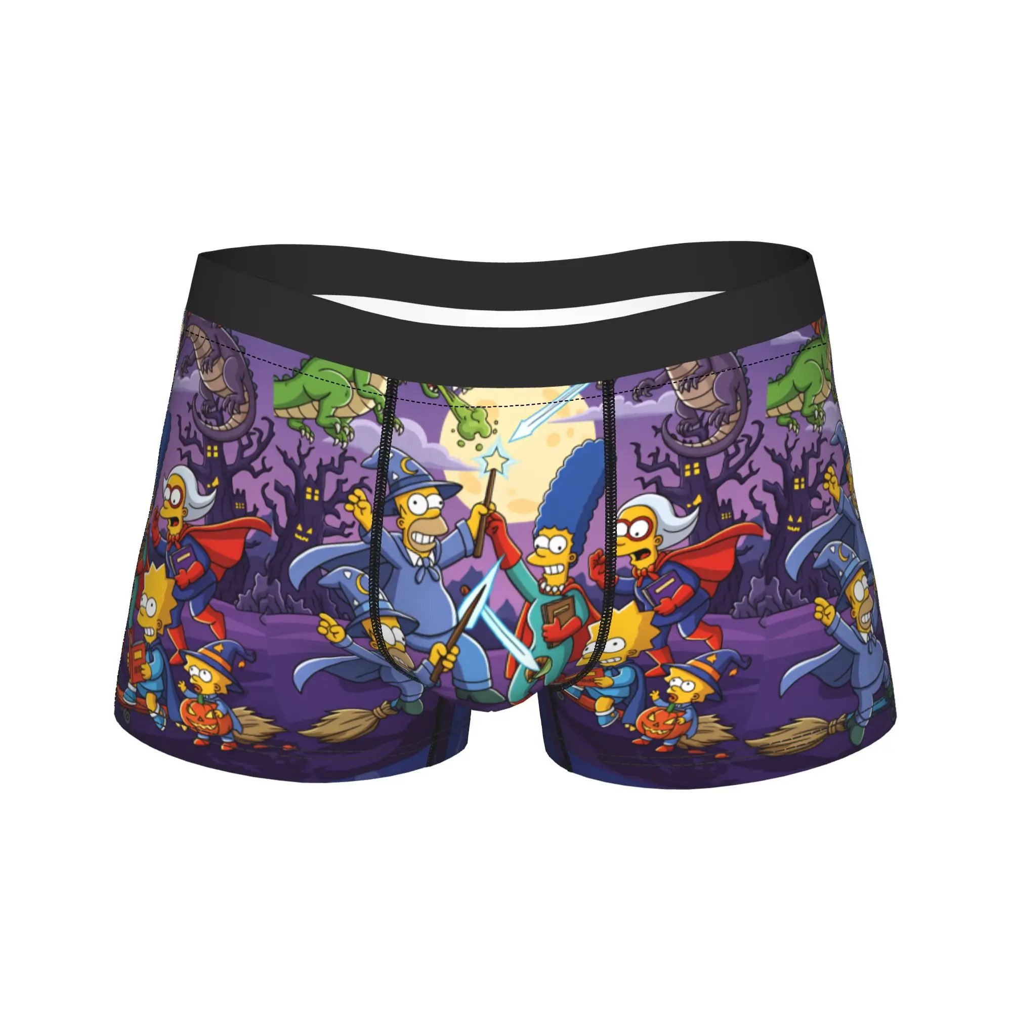Funny S-Simpsons Happy Halloween Shorts Briefs  Underwear High Quality Men Breathable Trunk Printed Plus Size Underpants