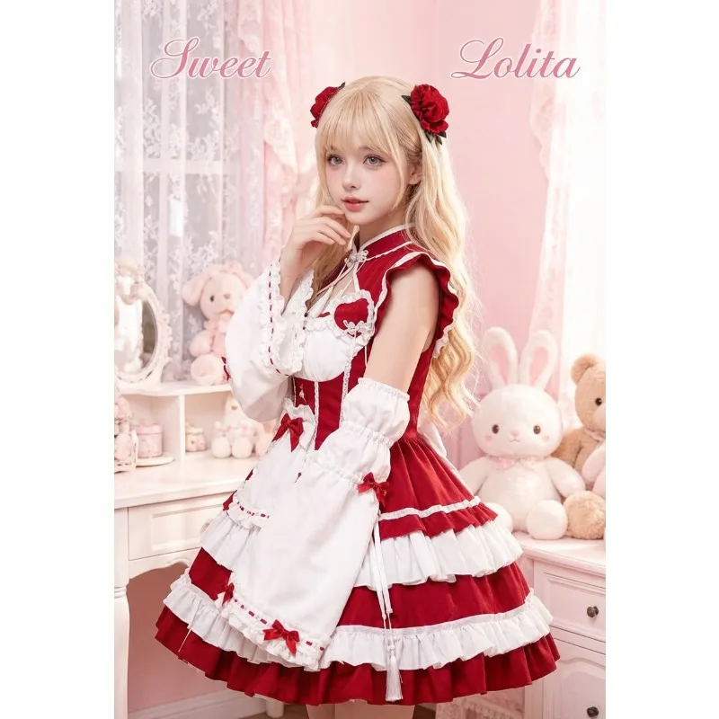 

Chinese Style Maid Dress S-5XL Cheongsam Lolita Cosplay Costume New Chinese Uniform Women Kawaii Anime Party Fancy Dress CN