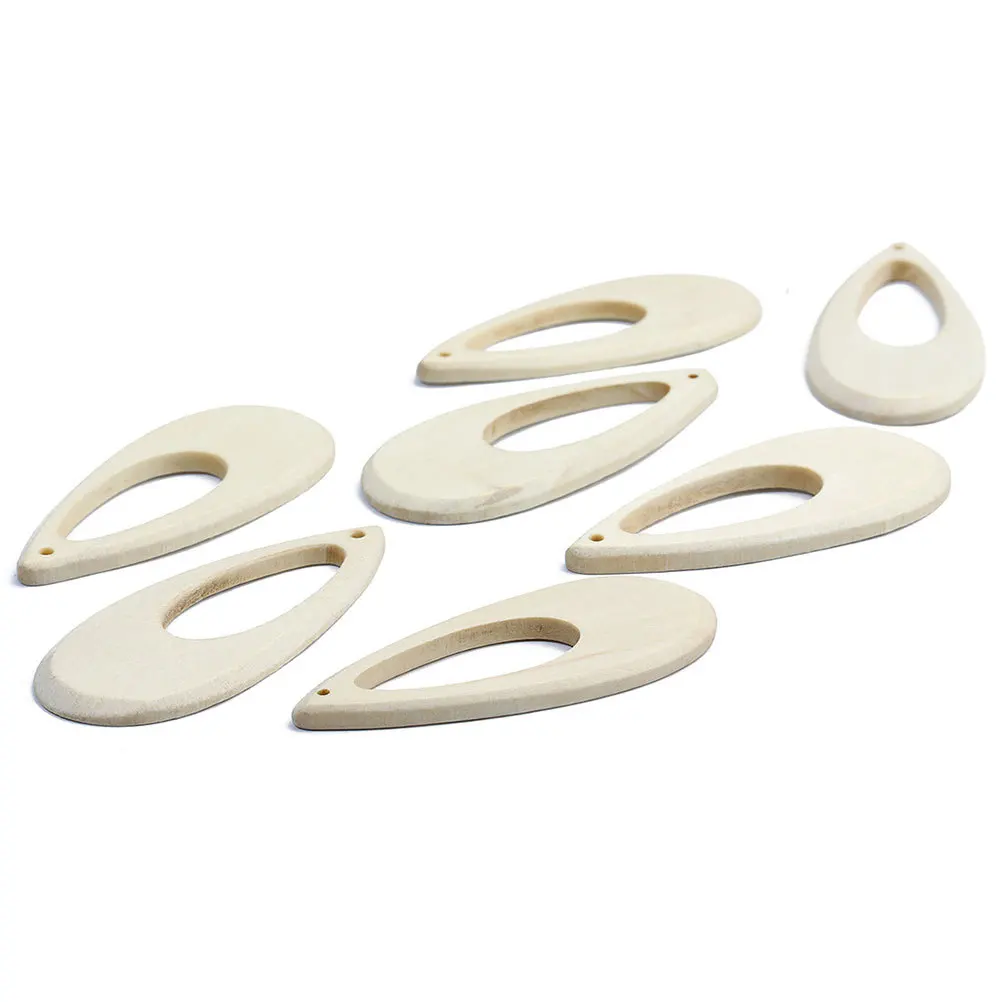 

10Pcs Drop Shape Wooden Earrings Lightweight Water Drop Dangling Ear Pendants DIY Accessories for Women Party Gift