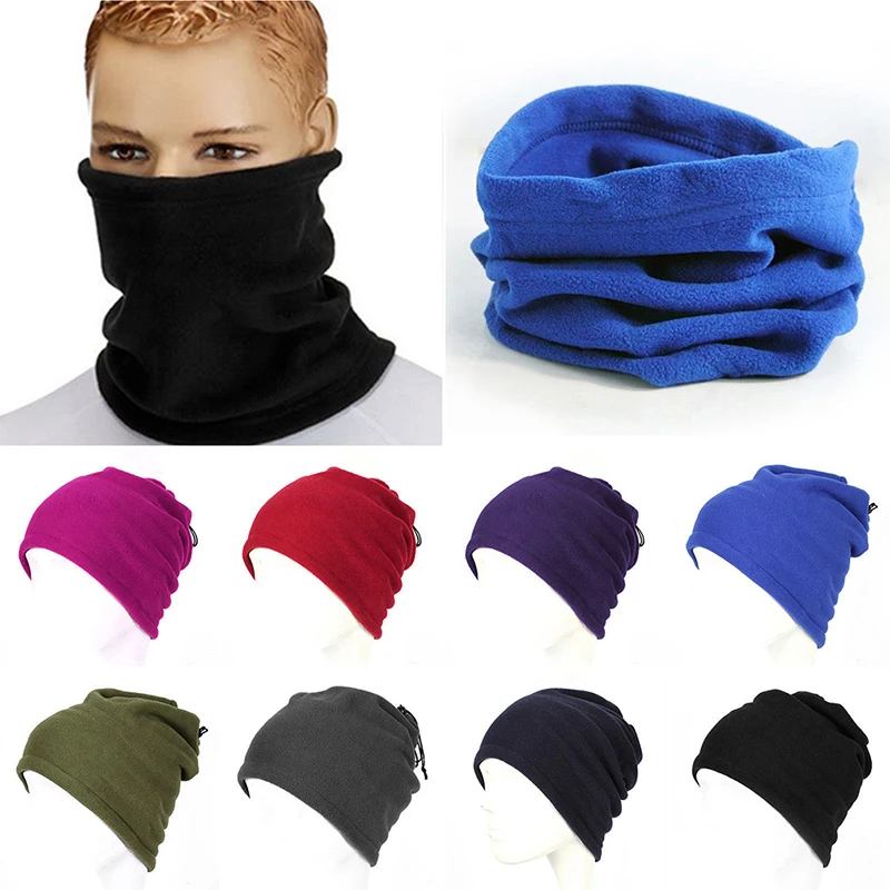 1Pc 3In1 Winter Unisex Women Men Sports Thermal Fleece Scarf Snood Neck Warmer Face Mask Beanie Hats High Quality