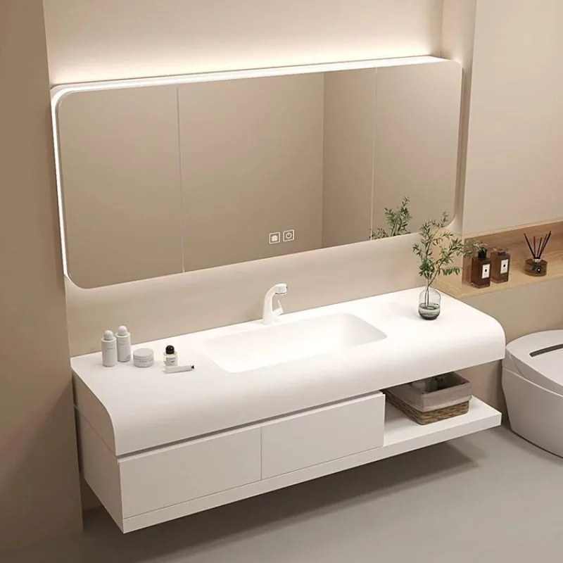 

Floating Basin Bathroom Cabinet Wall Light Modern Sink Bathroom Cabinet Storage Mirror Armario De Banheiro Home Furniture