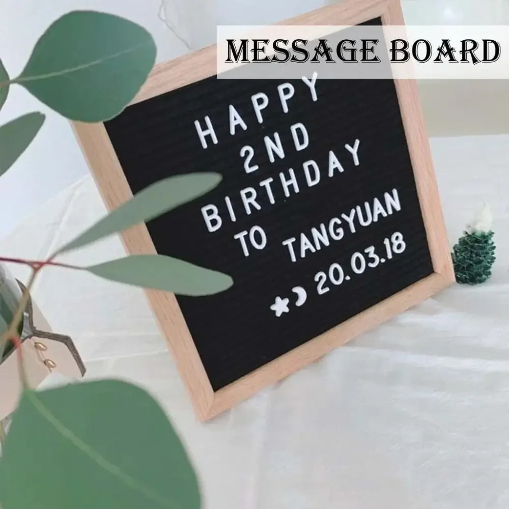 Simple Wooden Letter Message Board 10x10 Inch Changeable Symbols Felt Letter Board Home Decorations Blackboard Home