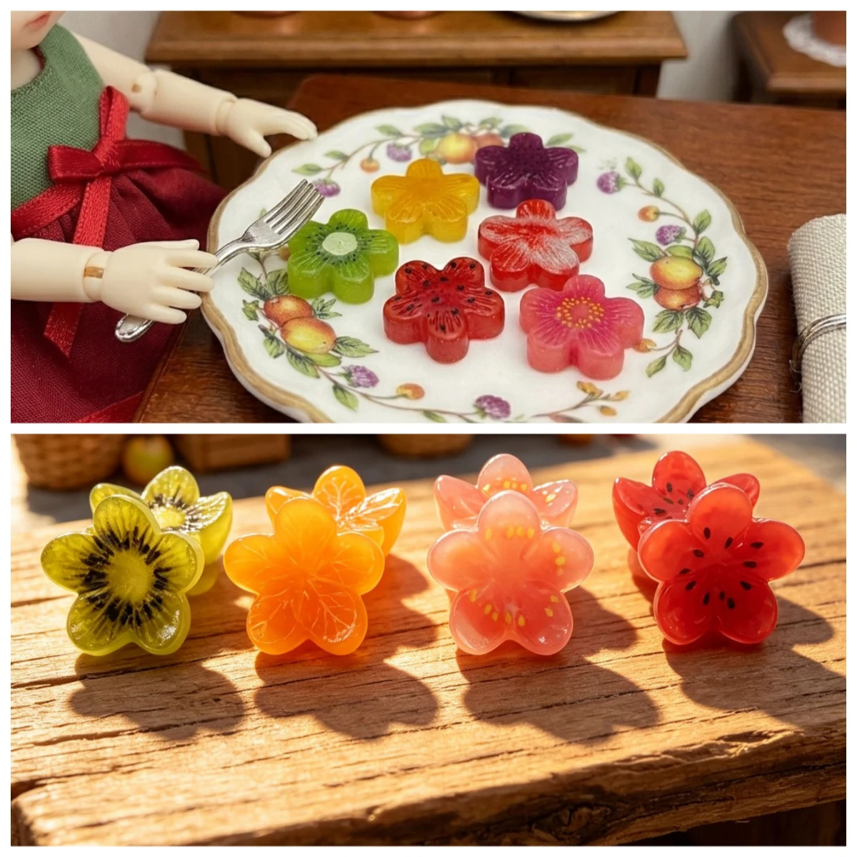 100pcs Kawaii Mini Pulp Flower Flatback Resin Accessories DIY Refrigerator Sticker Hairpin Jewelry Pendant Earrings Decor