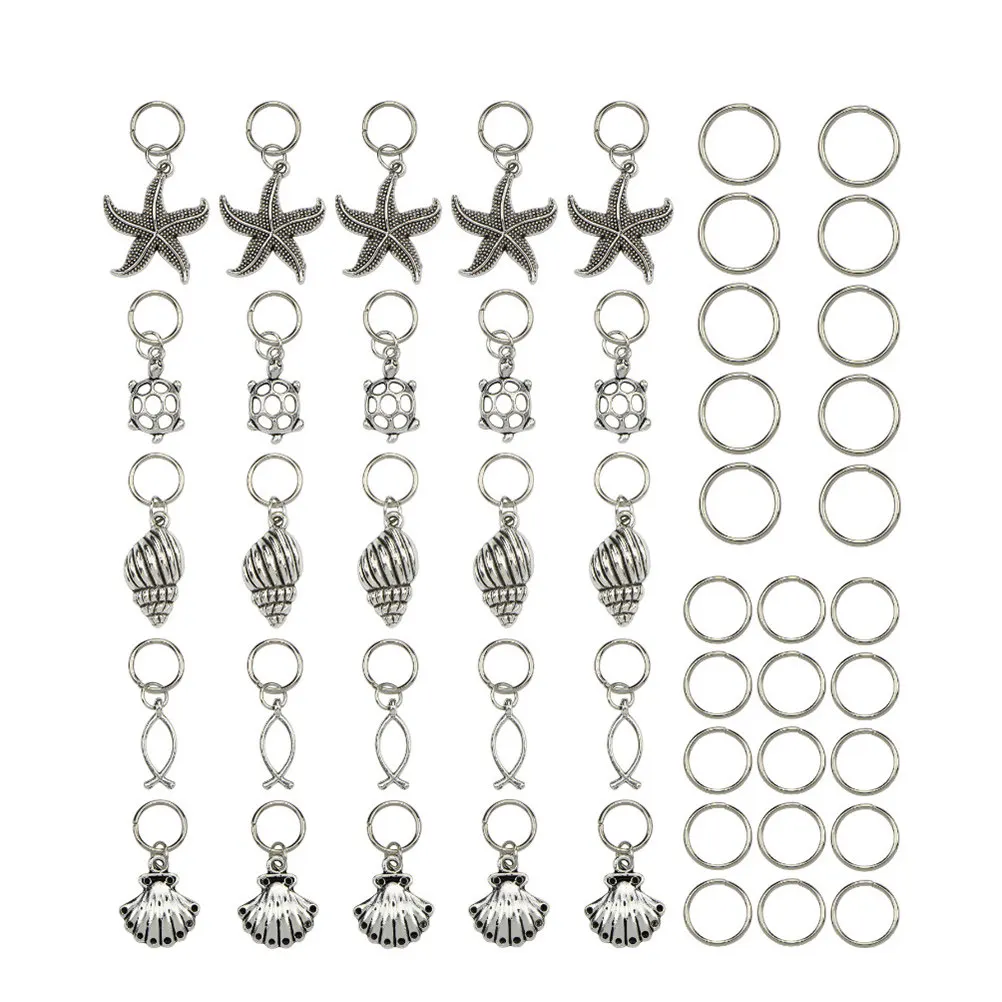

50Pcs Conch Style Alloy Pendant Charms Buckles for DIY Craft Jewelry Making Necklace Bracelet Keyring Sweater Chain