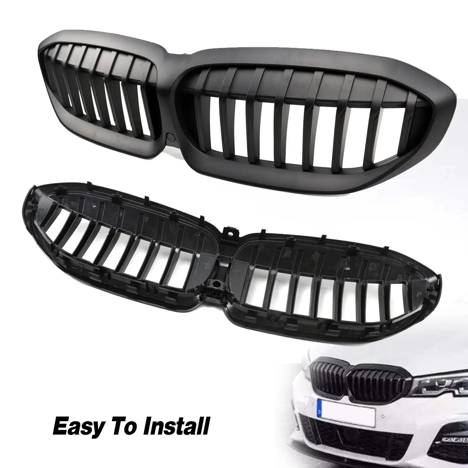 For BMW G20 3-Series G20 G21 G28 2019-2022 Front Bumper Hood Kidney Grill Racing Grilles Replacement Black Diamond Meteor Style