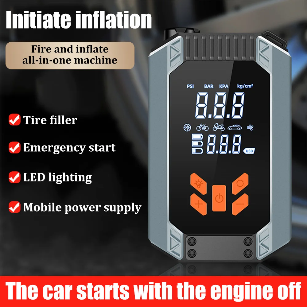 Car Emergency Starter Power Car Wireless Lithium Inflatable Pump Emergency Starting Power All-In-One Smart Inflatable Pump Tyre