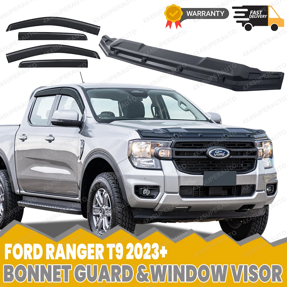 Visera para Ventana y Protector de Capó para Ford Ranger Next Gen T9 2023 2024 2025 Wildtrak XLT XLS, Protector de Capó Delantero, Accesorios para Automóviles
