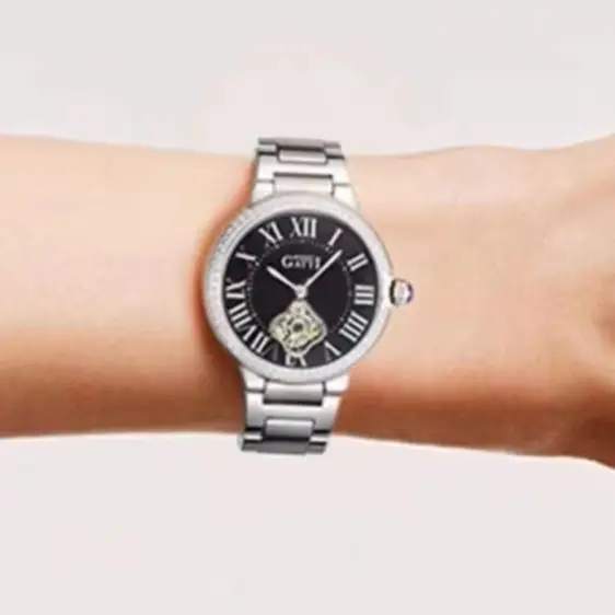 BONEST GATTI Women Automatic Watch Fashion 35mm Ladies Mechanical Wristwatch Sapphire Mirror Luminous Roman Scales Crystal Bezel