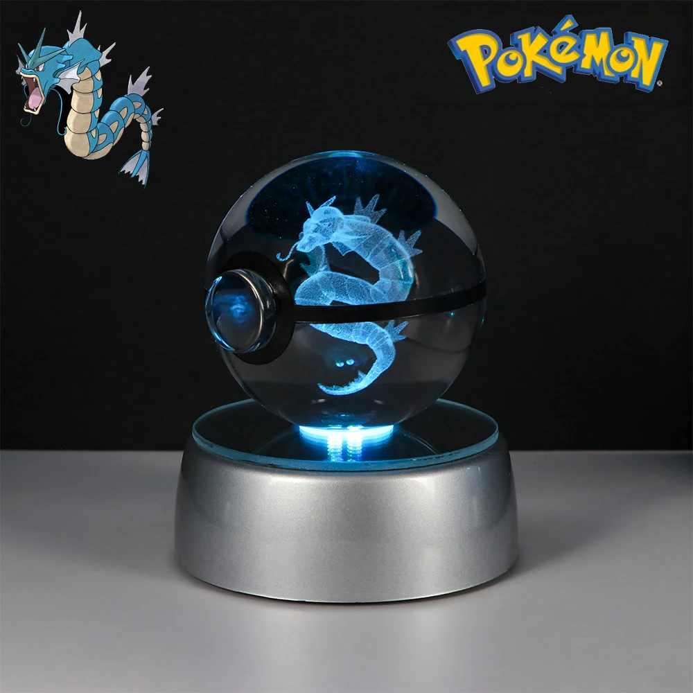 Rayquaza Gyarados Pokemon 5CM Crystal Ball Figure Toys Lugia Lucario Mega Charizard X Y Charmander 3D LED Light Model Doll Gifts