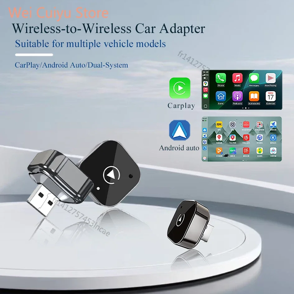 2026 Neuer 2-in-1 Kabelloser CarPlay-Adapter Android Auto Kabelgebunden zu Kabellos AI Smart Box Automatische Verbindung Plug-and-Play Universelles Auto-Zubehör für Alle Autos mit Original