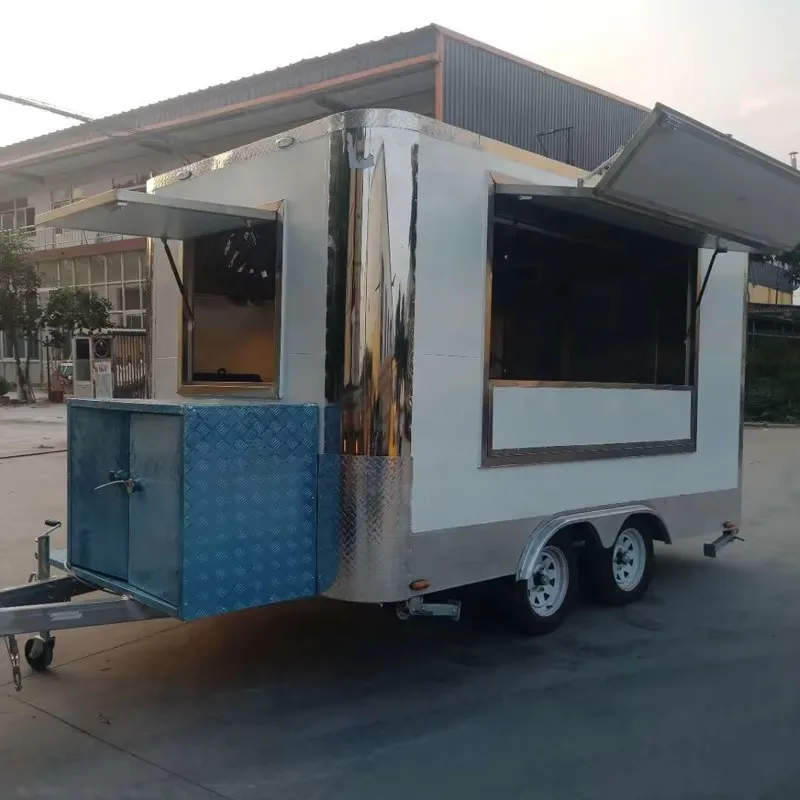 

Customized Mobile Street Fast Vending Carts Fast Food Truck Used Car Van Food Trailers with Freezer Commercial
