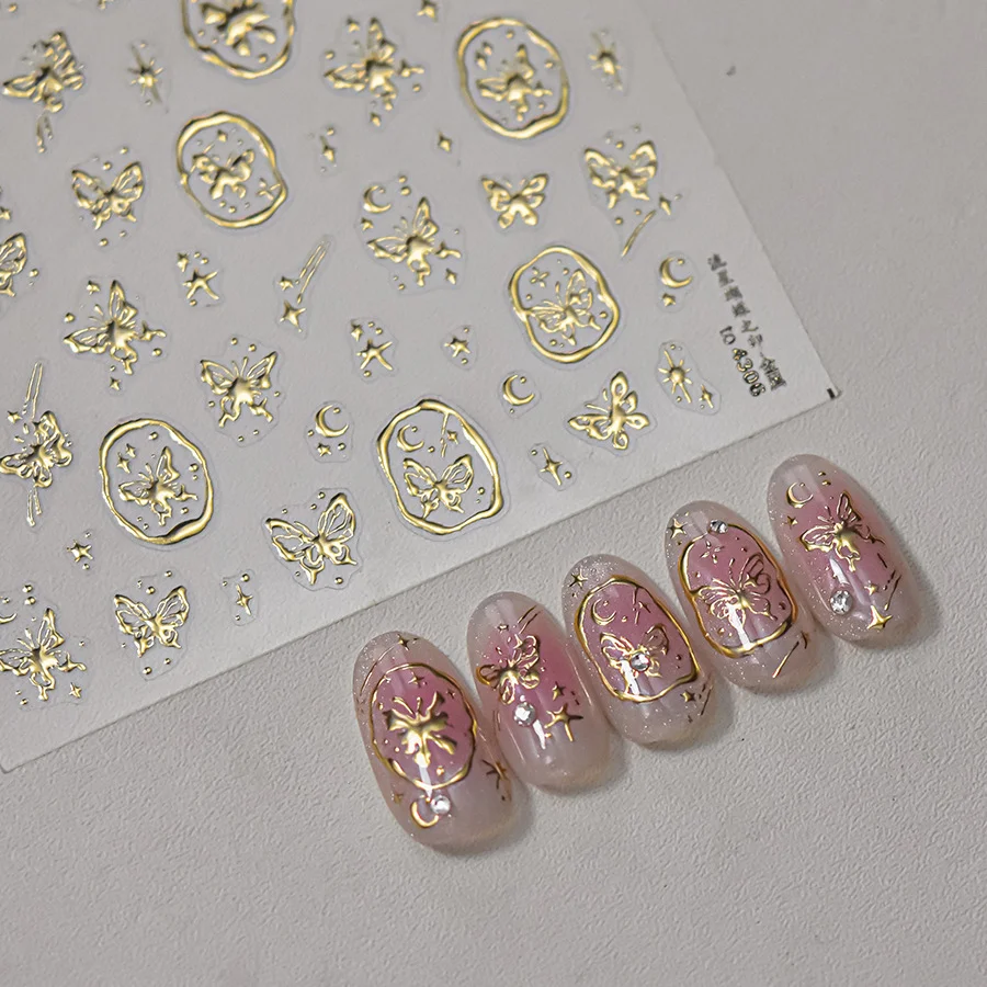 1 pcs 5D Bronzing Nail Art Sticker Popular High-Quality Colorful Embossed Butterfly Bubble Sticker Nail Art Decoration Sticker