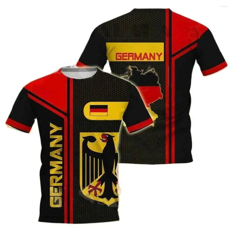 German Flag Print Men's T Shirt Fashion Casual O-Neck Short Sleeve Top For Street Trend Harajuku Kid Oversized Loose Clothing