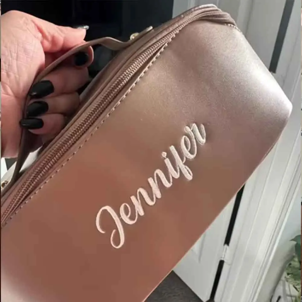 PU Custom Makeup Bag, Bridal Shower Gift Cosmetic Bag, Personalised Bridesmaid Gifts, Christmas Gifts, Birthday Gift for Her