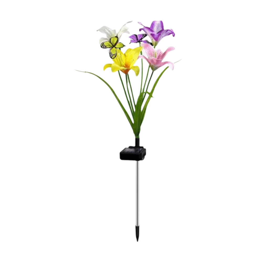 Waterproof Solar Garden Lights Butterfly Design Flower Decor LED Landscape Lamp Ground-Mounted Outdoor Garden Lights Patio Decor