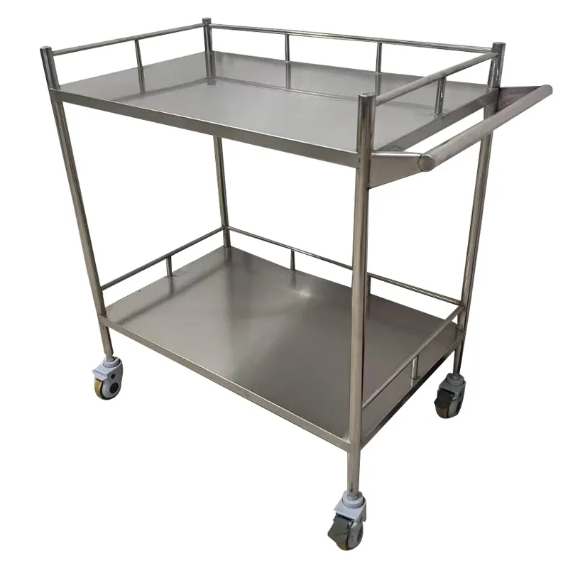 Chariot d'infirmière de meubles d'hôpital d'acier inoxydable 304 avec des roues pour le transfert de médicaments aux hôpitaux