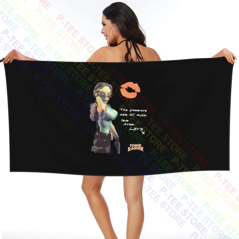 90S Tomb Raider Laura Croft Made In Usa Ps1 Quick dry Towel Outdoor Lightweight Beach Blanket