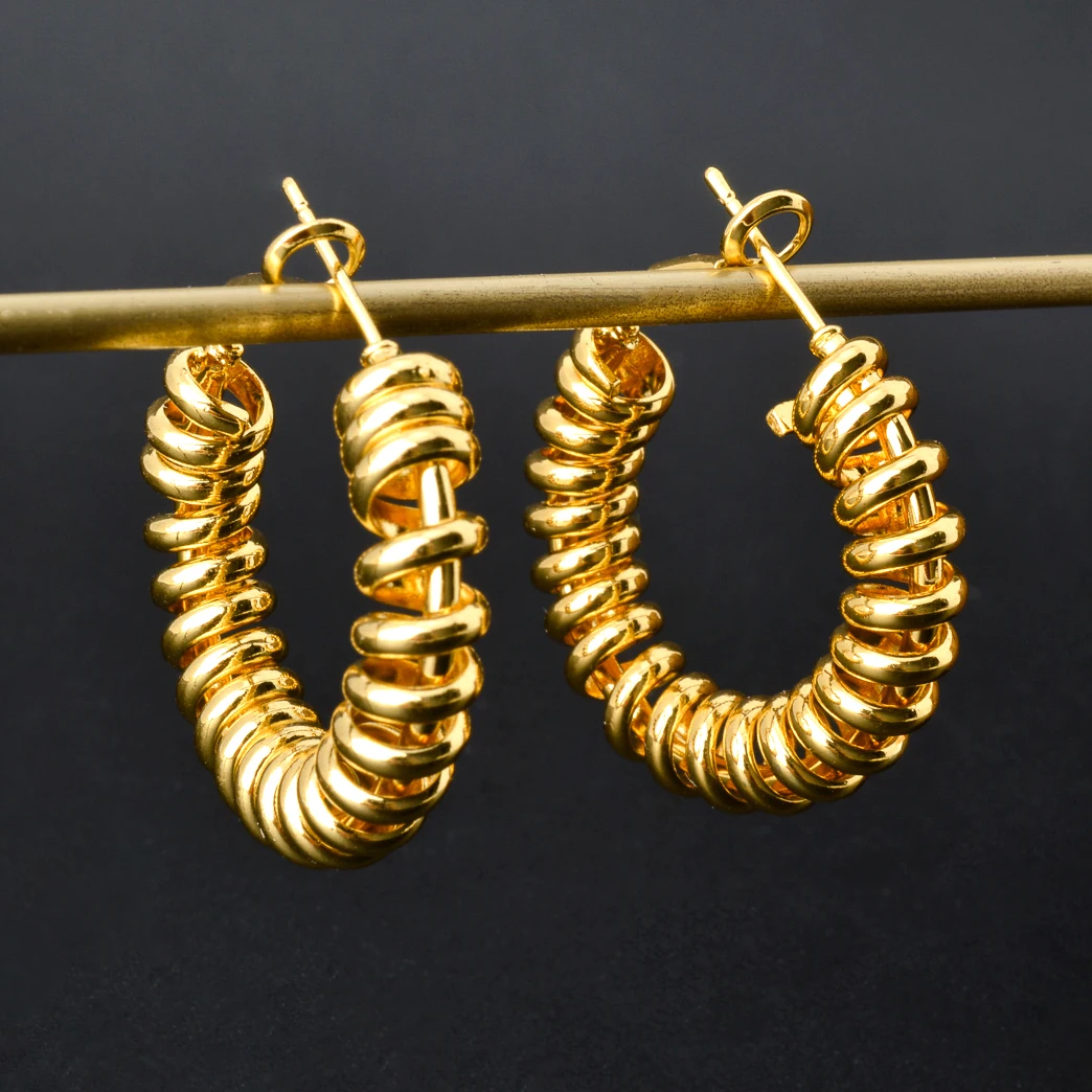 Sunny Jewelry Fashion Simple Hoop Earrings for Women Vintage Classic Circle Twist Geometry Huggie Party Wedding  Jewellery Gift
