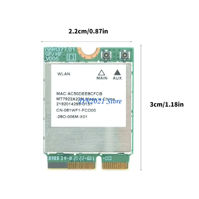F3KE MT7922 Módulo WiFi 6E M.2 6GHz/5GHz/2,4GHz Compatível com 5.2