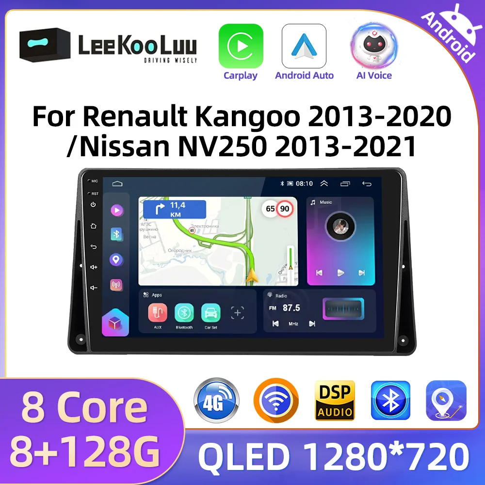 LeeKooLuu Android Autoradio For Renault Kangoo 2013-2020/Nissan NV250 2013-2021 Car GPS Stereo Multimedia Video Player Carplay