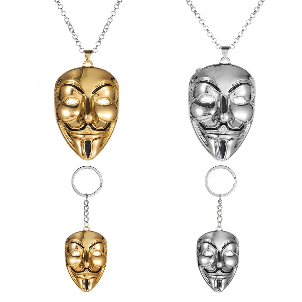 V- Shaped Revenge Squad Face Pendant Necklace V Monster Mask Model Logo Keychain Pendant