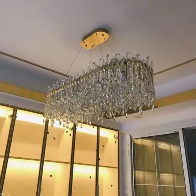 Modern LED Geometria K9 Crysta Bloco Teto Lustre Luxo Pandent Light High-end Sala de Jantar Pendurado Lâmpada