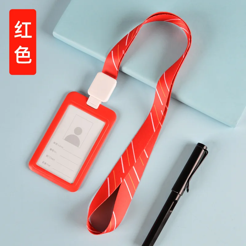 Telescopic ID Card Holder Buckle Lanyard Employee Badge Rope Certificate Card sets Work Card Protection Sleeve Folders