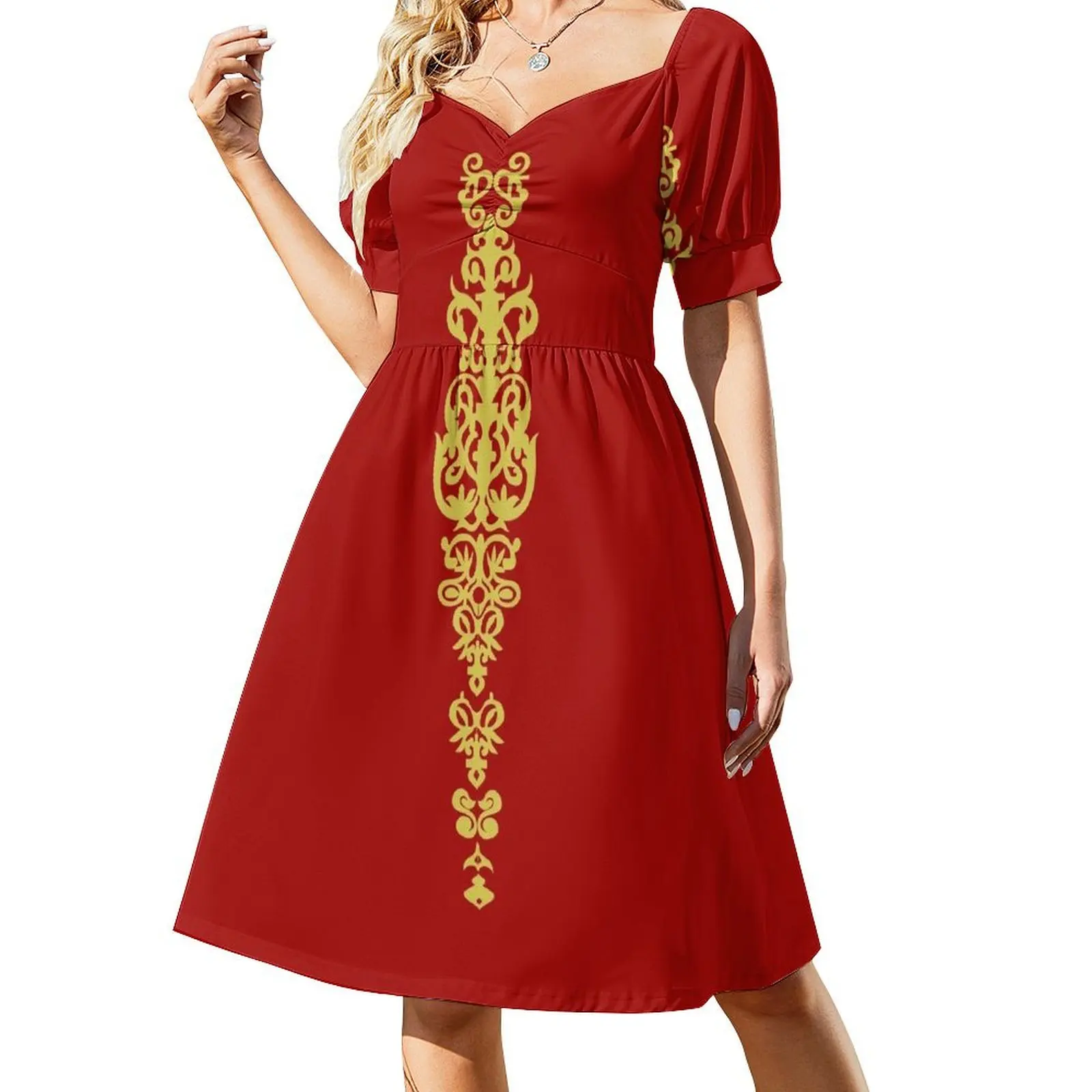 

Queen Embroidery Short Sleeved Dress women dress Women's evening dress summer dresses ladies 2025