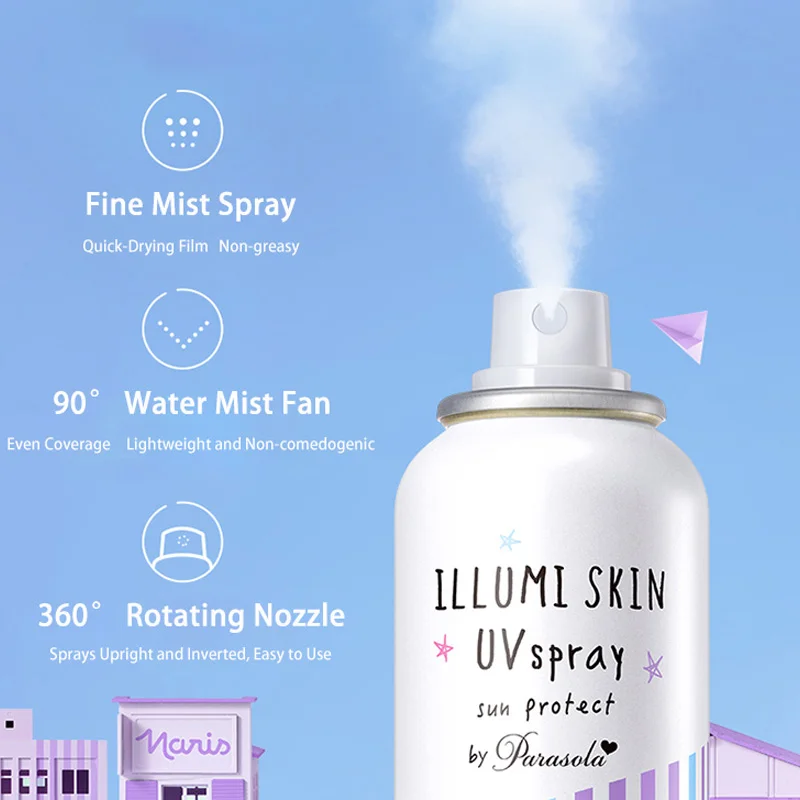 Naris Sunscreen Purple Spray Cream Anti-Uv Gezicht en hele lichaam Verfrissend Verhelderend Kleurverschil