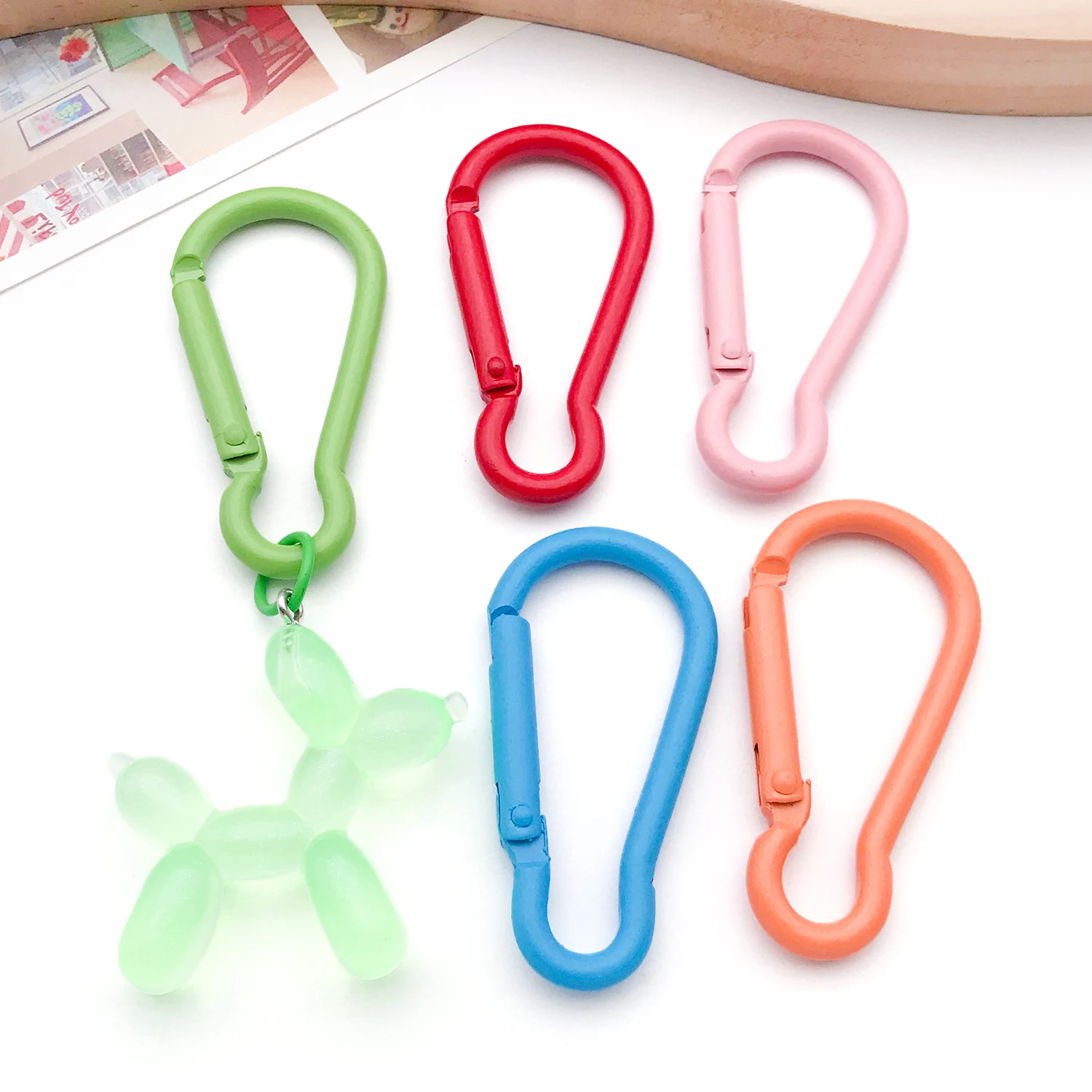20pcs 24x47mm Aluminum Alloy Paint Gourd-Shaped Carabiner Key Chain Bag Hook Buckle DIY Jewelry Joint Connector