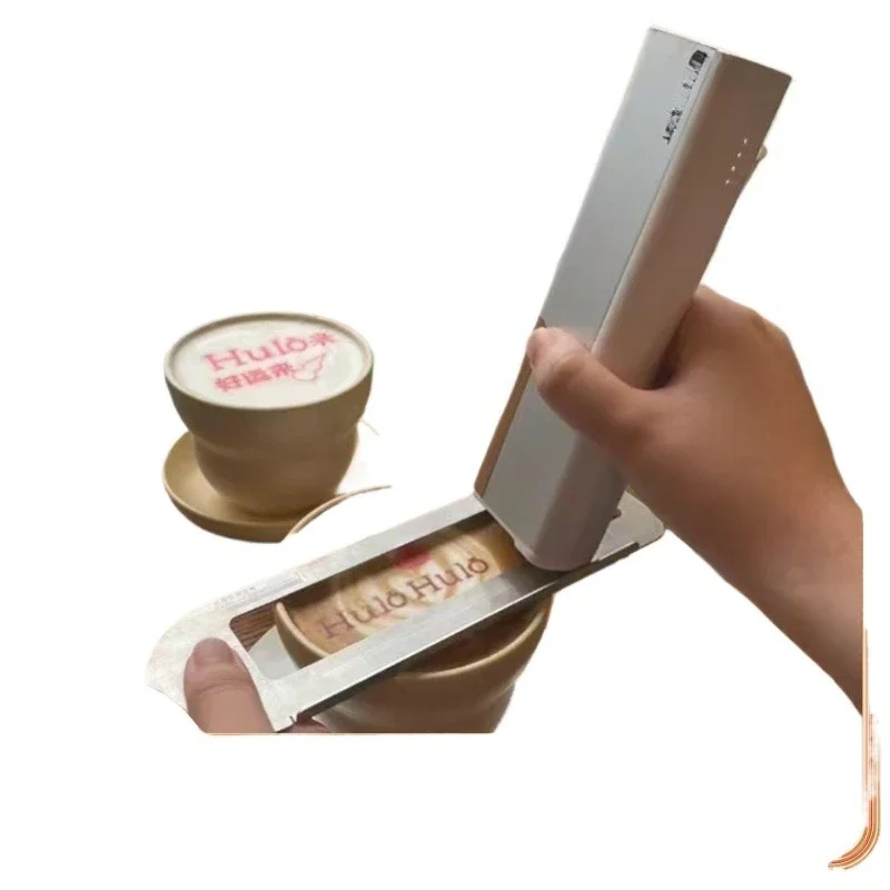 Handheld food printer coffee milk tea cake mouth cloth tableware logo pattern custom latte flower
