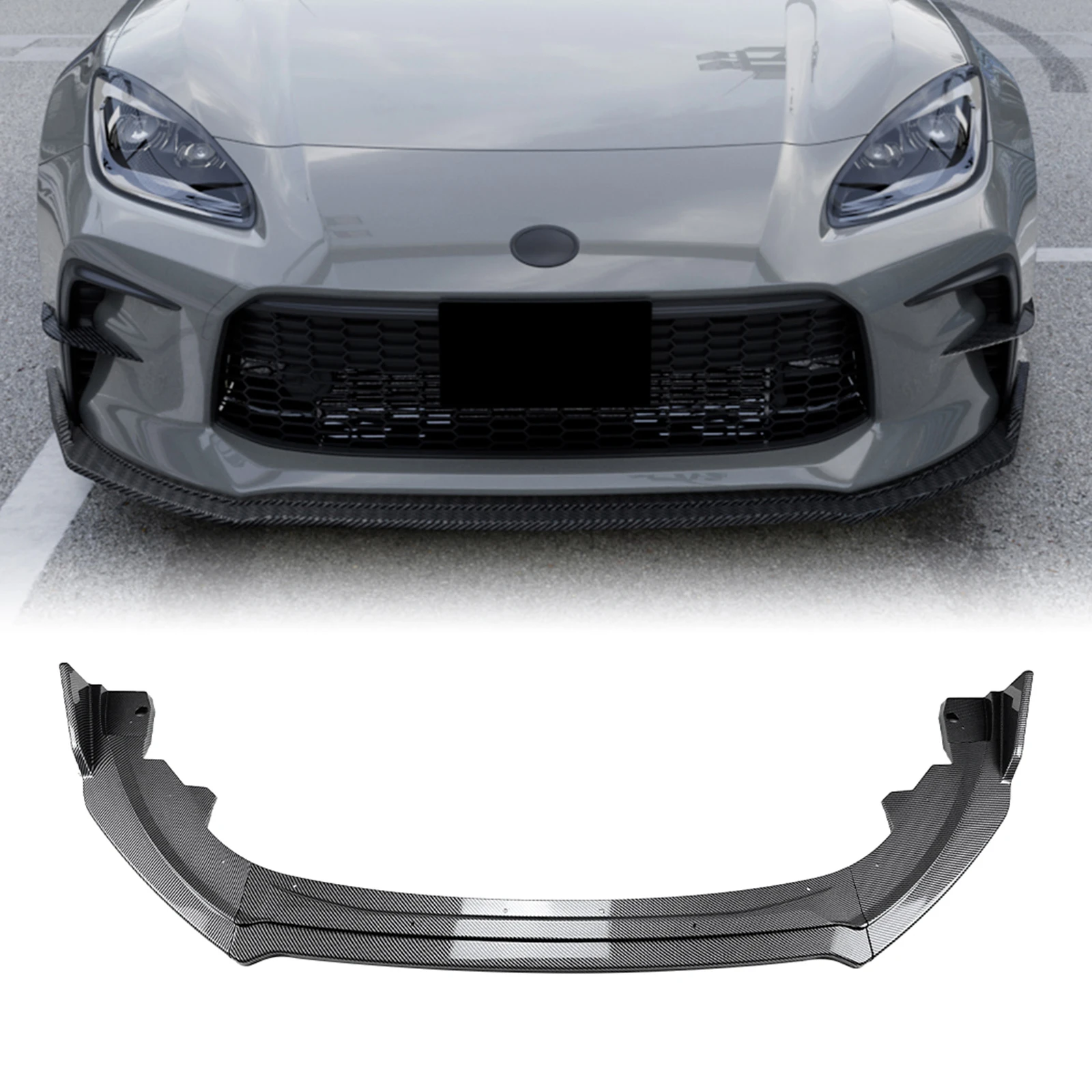 

Front Bumper Spoiler Lip For Toyota GR86 2022-2024 Coupe 2-Door Carbon Fiber Look/Gloss Black Lower Splitter Protector Blade Kit