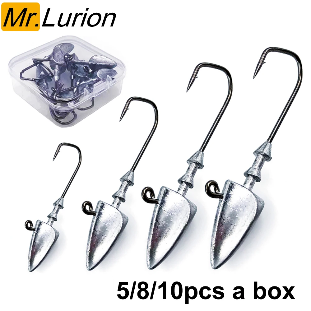 MrLurion 3.5g 5g 7g 10g 14g 20g Fishing hook Rigging jig head hook set , soft worm grub lure bait hook fishing tackle set