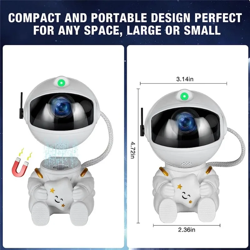 Proyector de estrellas de galaxia, luz LED de noche, lámpara de astronauta de cielo estrellado para decoración de dormitorio, decoración del hogar,