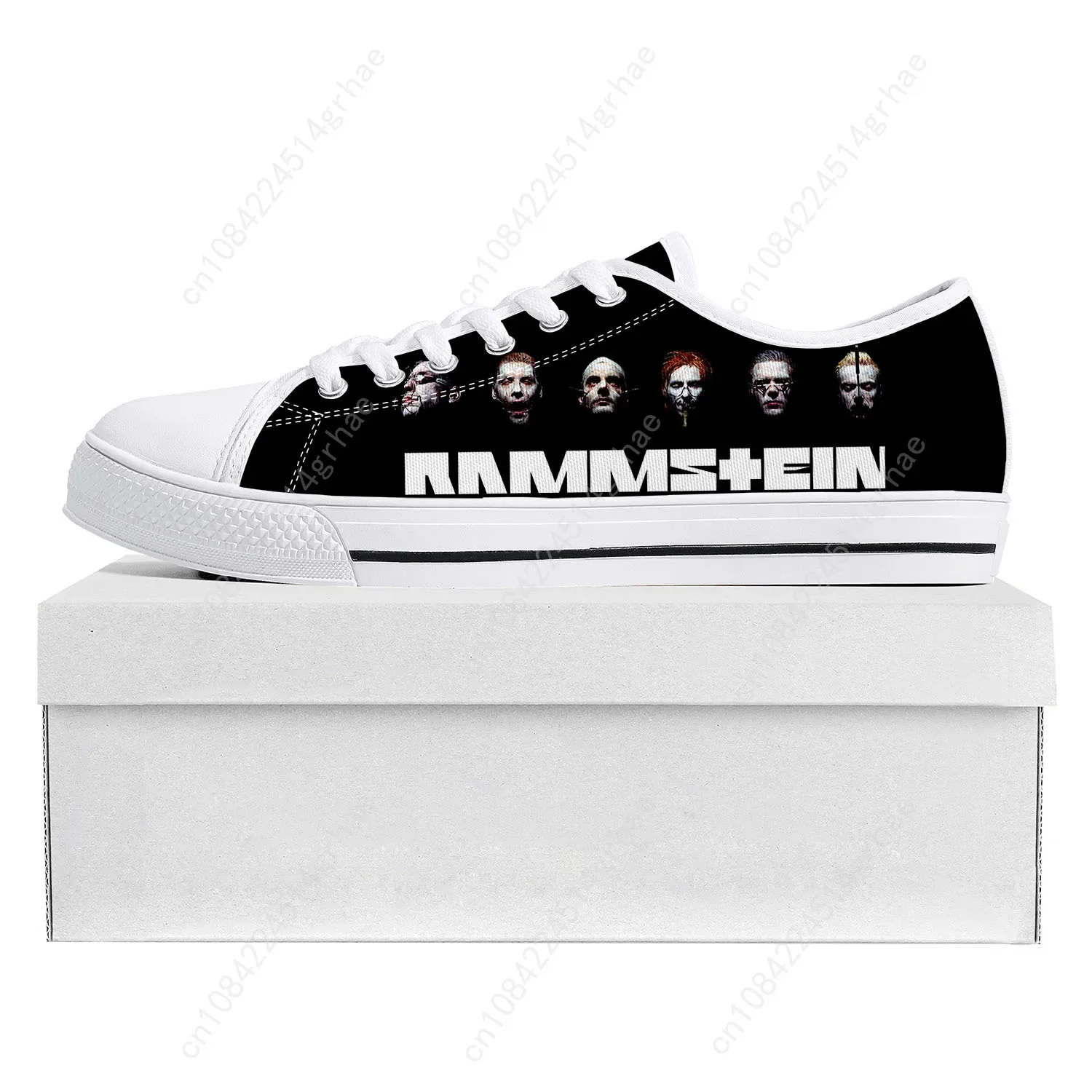 R-Rammsteinn Band Low Top Sneakers Mens Women Teenager Canvas High Quality Sneaker Casual Custom Made Shoes Customize Shoe White