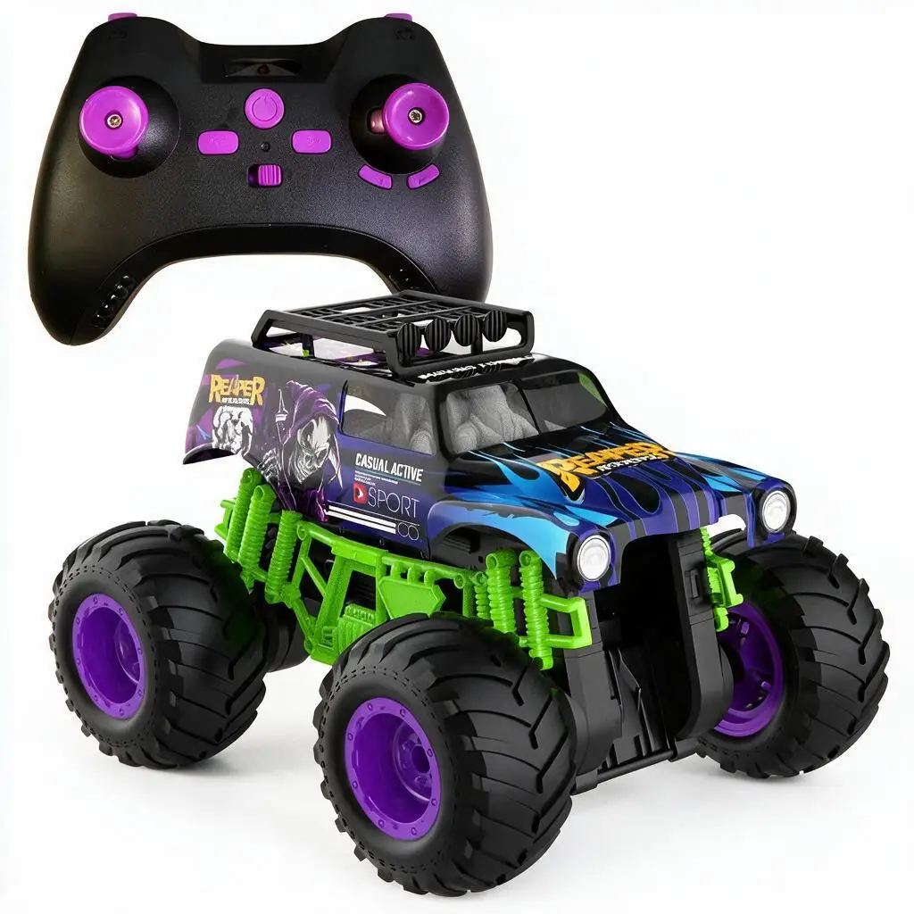 Monster Jams Grave Digger Remote Control Monster Truck, 1:24 Scale, 2.4 GHz