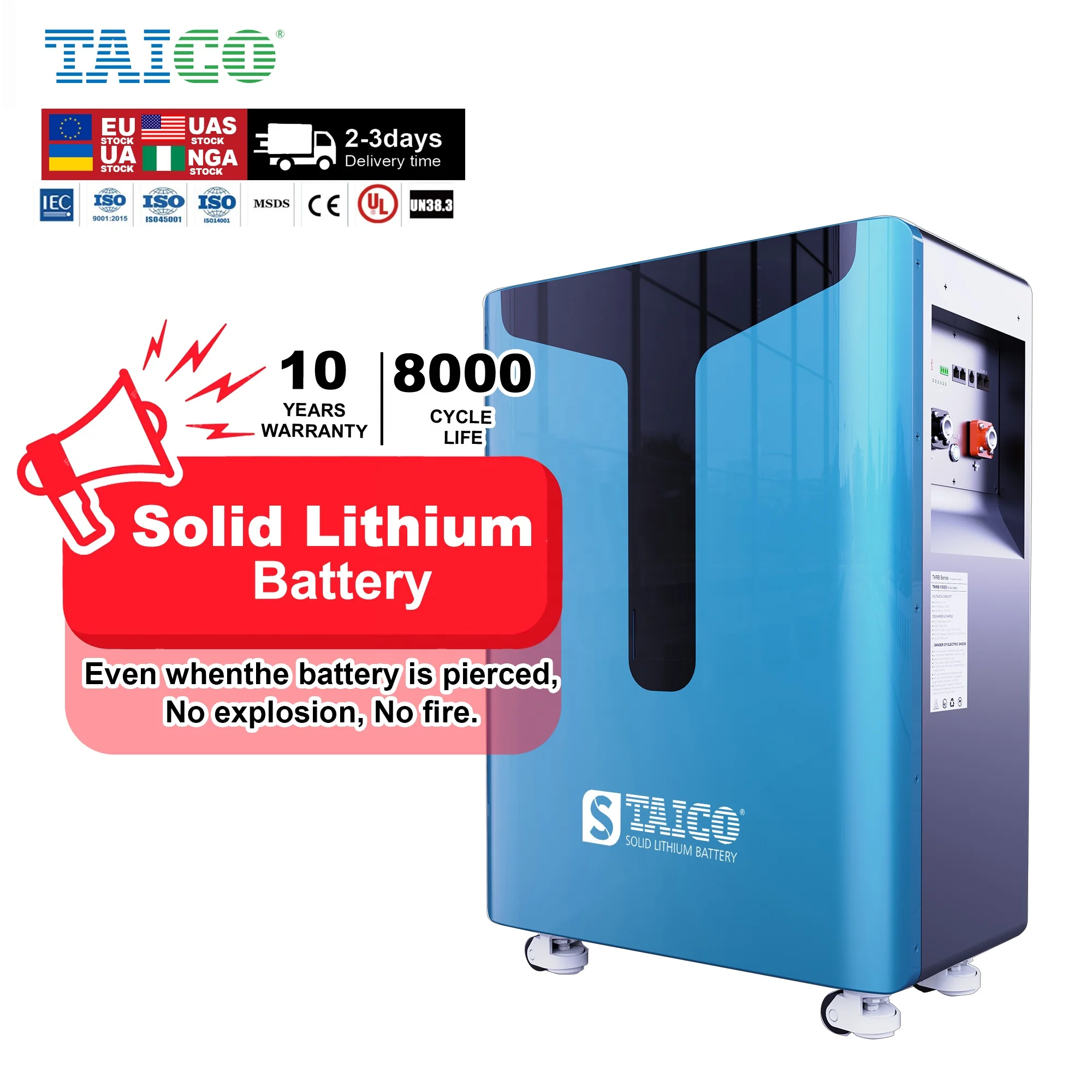 

15KWH 16KWH TKRB1500 Lithium Ion Battery Lifepo4 48v 200ah 51.2V 300AH TAICO Powerwall Solar Storage Battery Pack