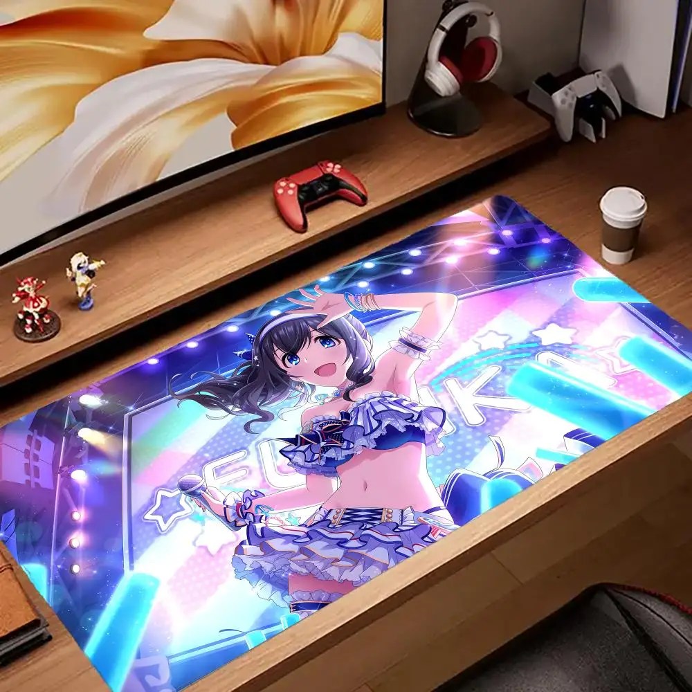 Alfombrilla de ratón T-The Idolmaster CGSS Tapetes de Mesa Teclado, Borracha Kawai, Tapete de Mesa Antiderrapante, XXL90x40cm