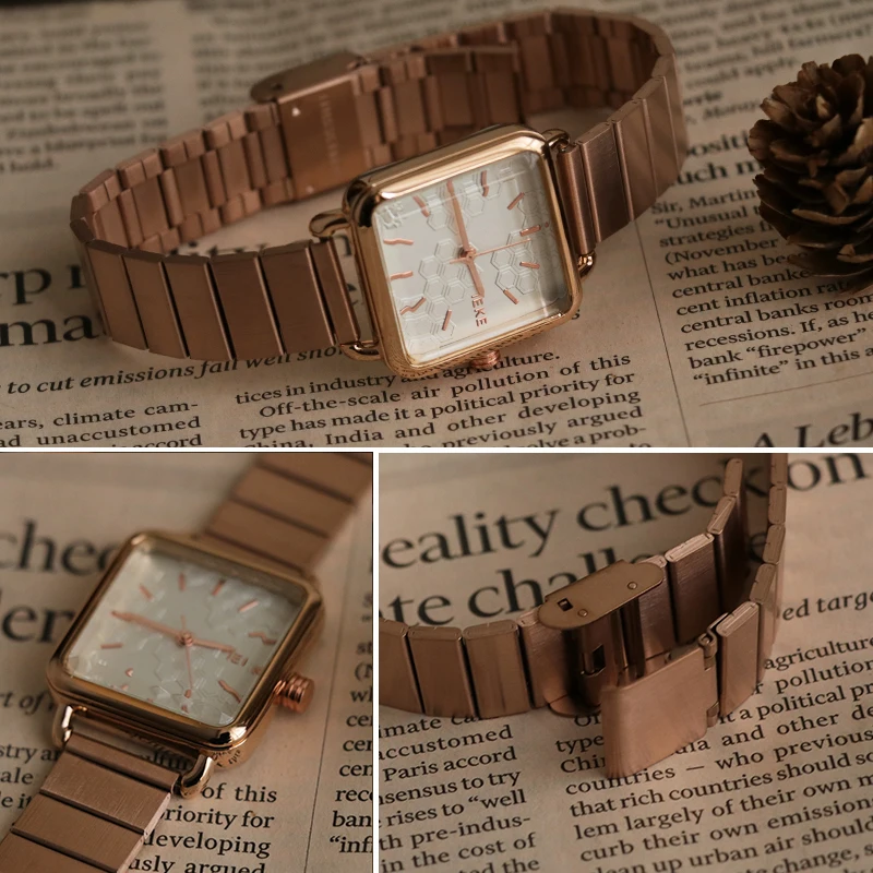 ساعة نسائية بحزام فولاذي بسيط، ساعة كوارتز أنيقة ومتطورة، ساعة يد نسائية عصرية، هدية رائعة للنساء #4