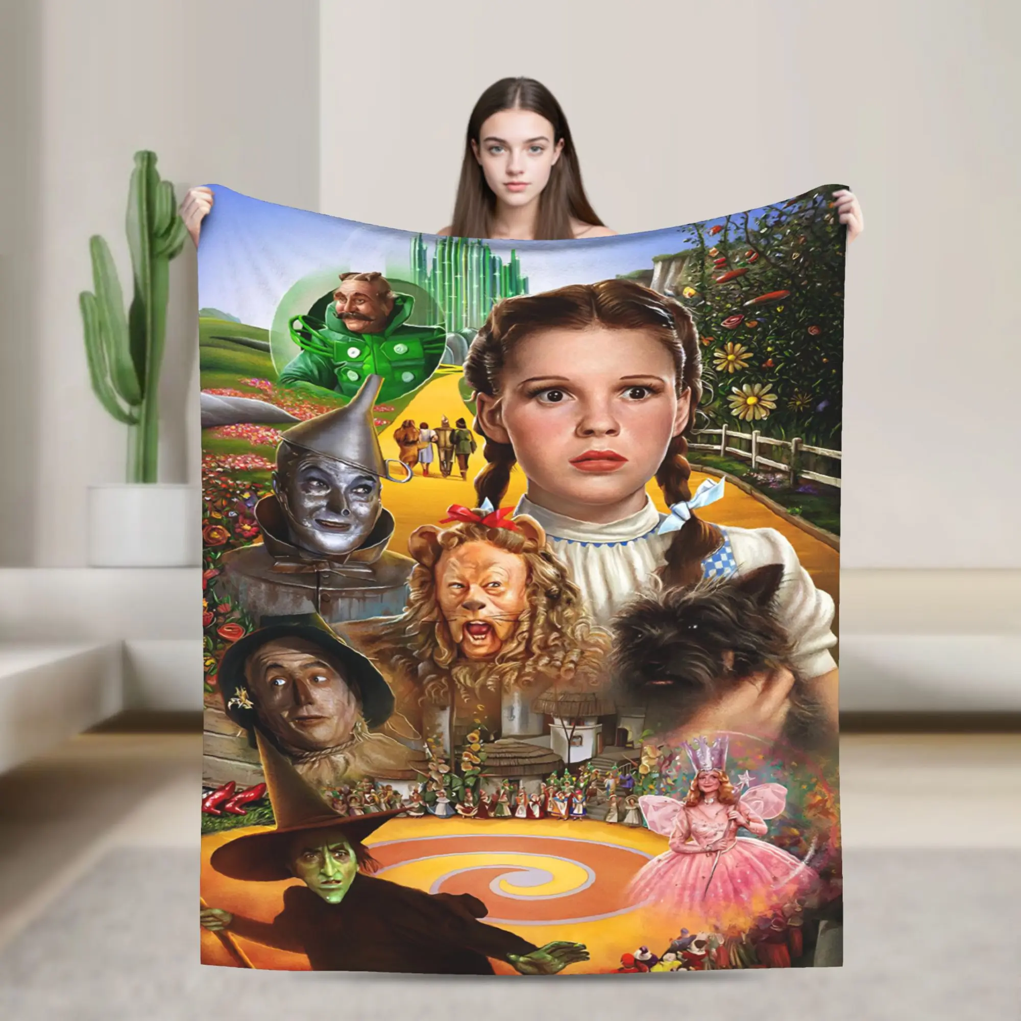 Wizards of Ozs Movie Blankets Cowardly Dorothy Tin Toto Flannel Vintage Warm Throw Blankets for Coverlet Textile Decor