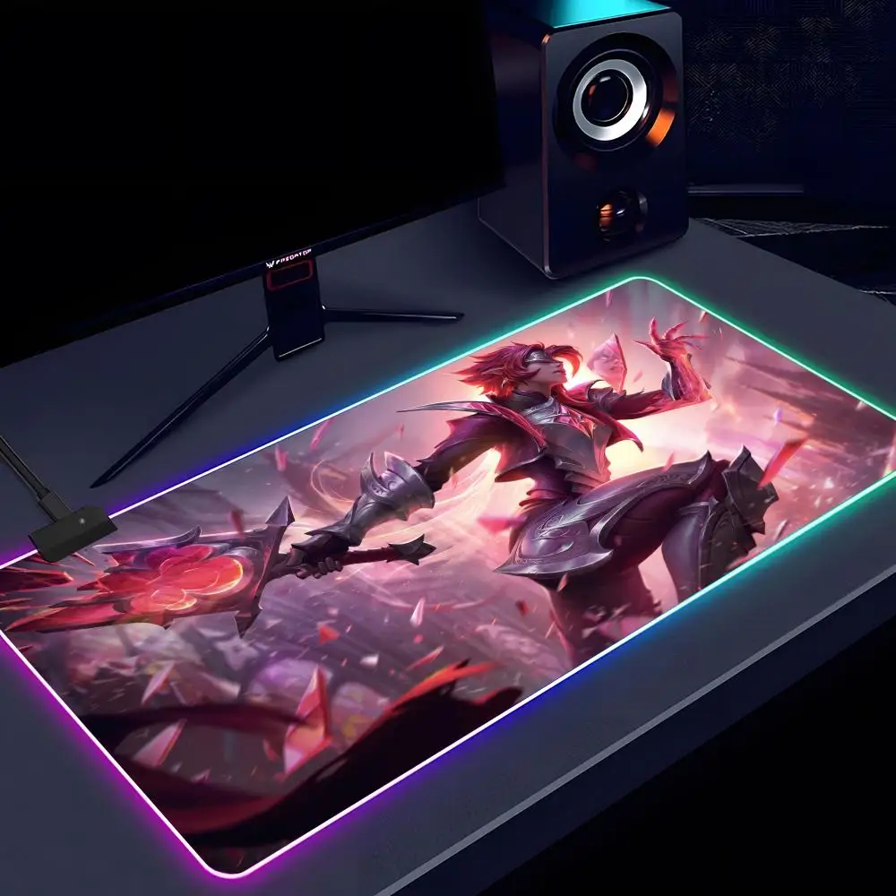 Game League of Legends Riven Mouse Pad RGB luminous 900X400mm large table mat non-slip extra large game office mouse pad