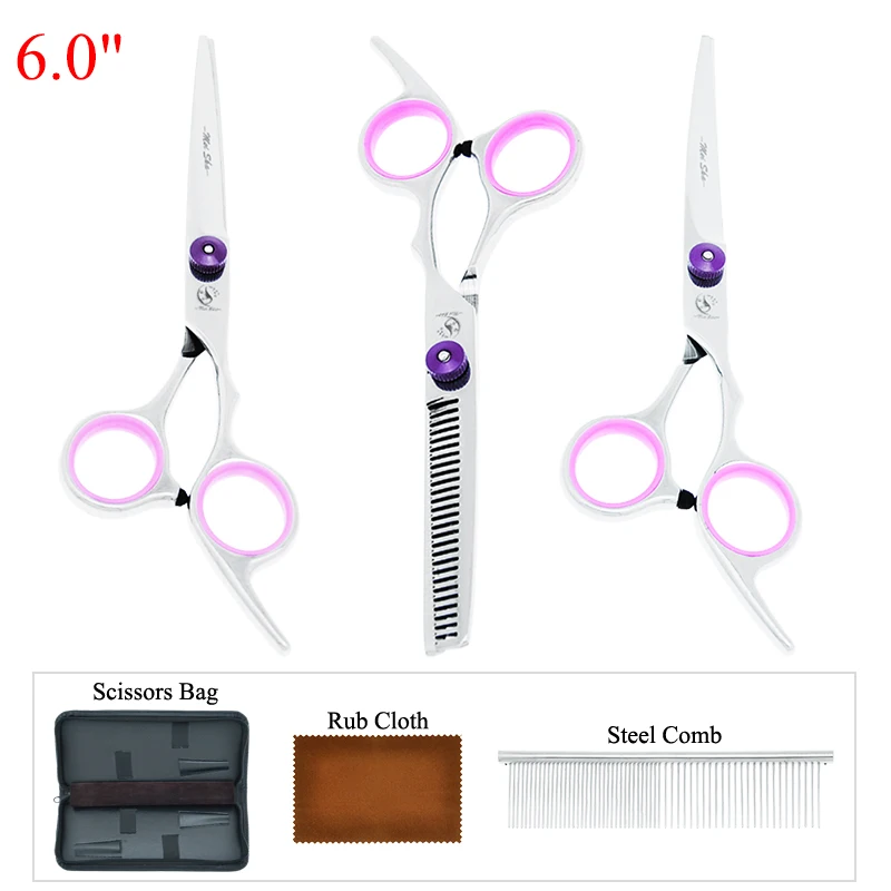 6 inch Meisha Professional Pet Grooming Kit Straight Cutting and Thinning Scissors Dog Curved Shears Animals Fur Clippers B0003A