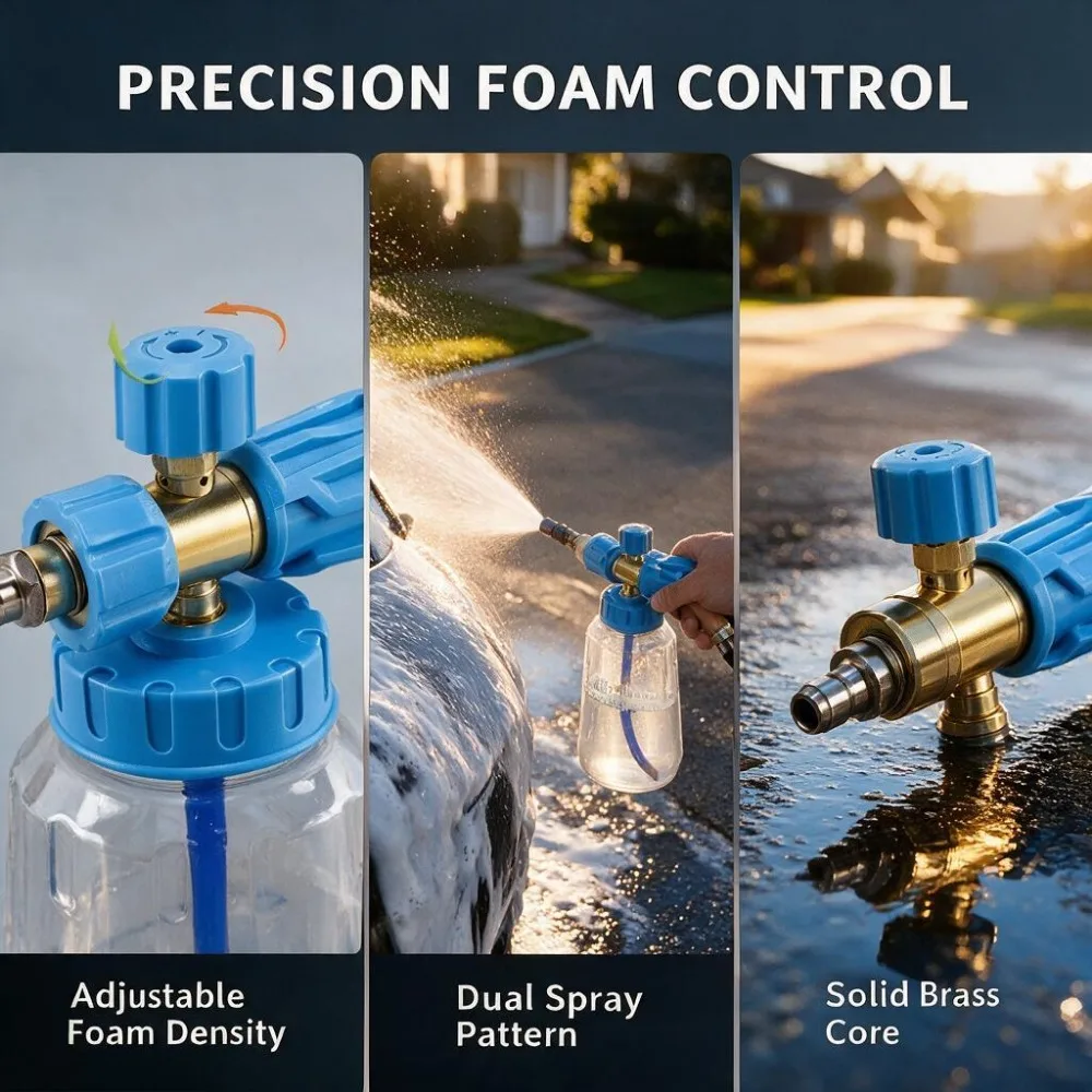 Foam Cannon Foam Generator 1L, Foam Blaster Wide Neck Adjustable Snow Foam Lance for Pressure Washer with 1/4