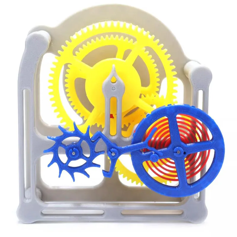 

Educational mechanical clock model - 3D printed flywheel gear transmission model