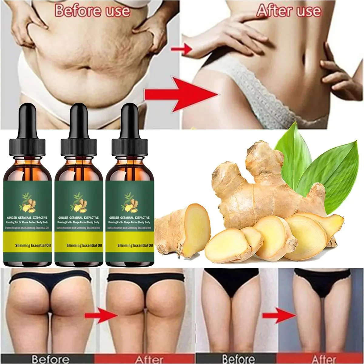 YRFRKT Weight Loss Essential Oils Slimming Oil Ginger Essential Oil Weight Loss Fat Burning Oil Waist Leg Belly Massage