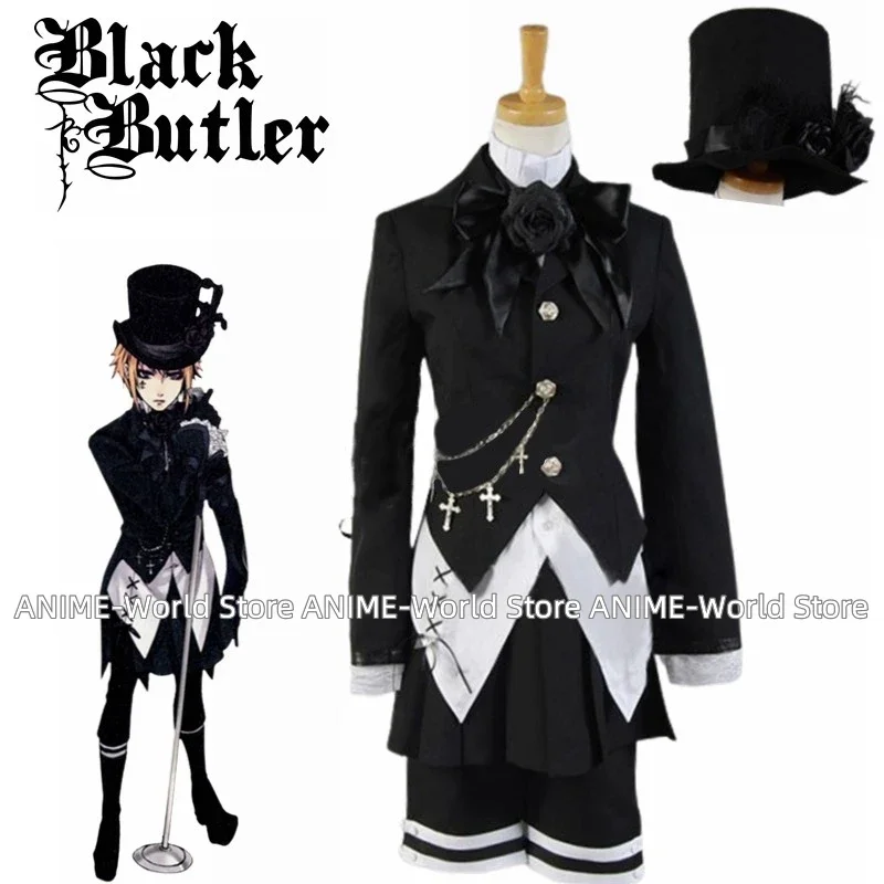 

Anime Black Butler Ciel Phantomhive Funeral Cosplay Cotume Kuroshitsuji Halloween Costume Fancy Party Outfit Daily Suits for Men