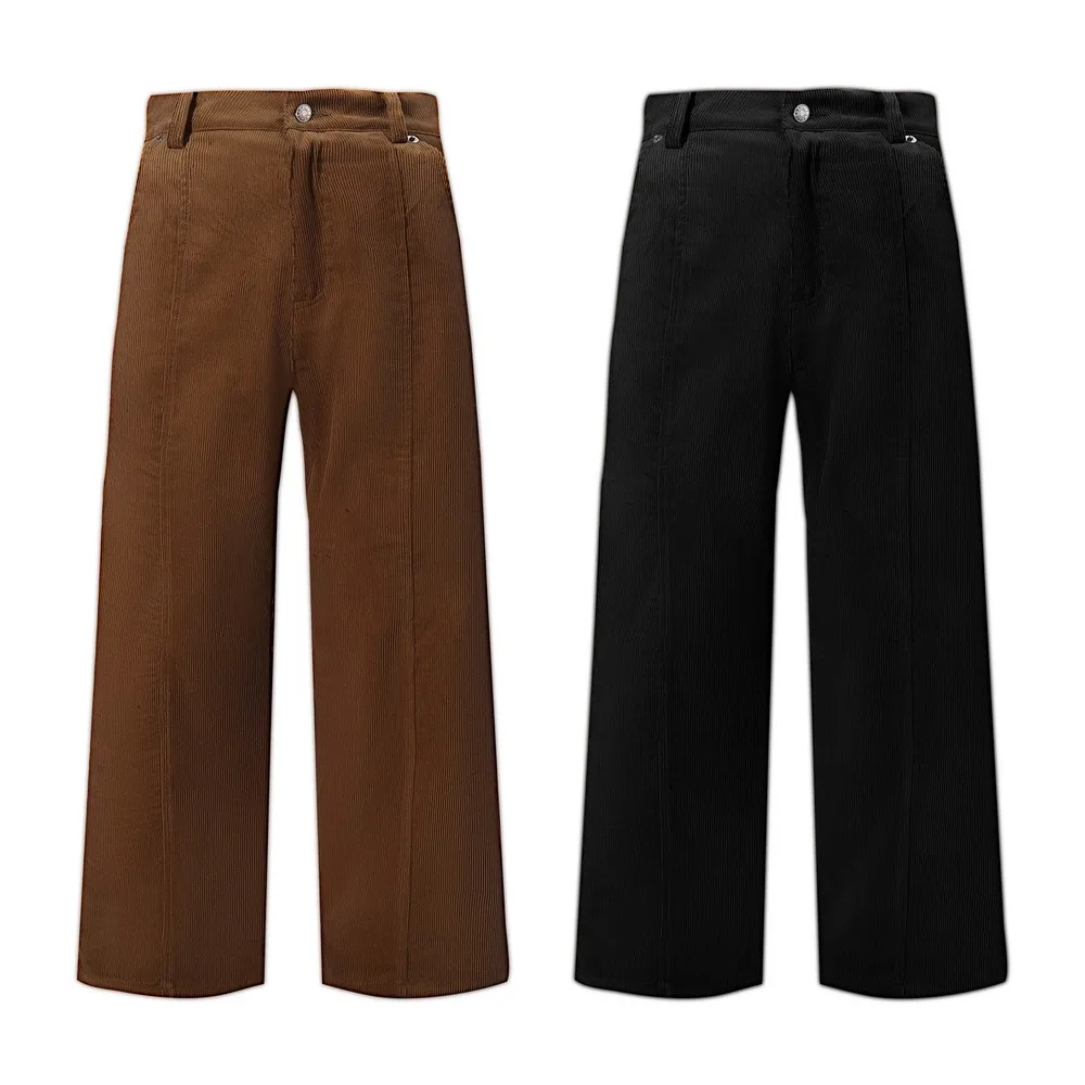 

Corduroy Basic Solid Retro Office Button Wide Leg SweatPants Trousers for Women Men Streetwear Winter Spring Trends Pants